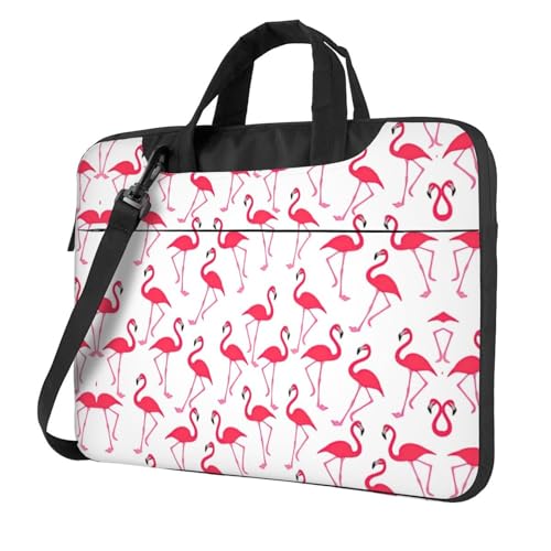 Shining Overlook Multifunktionale Laptoptasche - Wasserdichte Arbeit Aktentasche Laptop Tasche - Ideal für Damen und Herren, Rosa Flamingo-Muster, 14 inch von CarXs