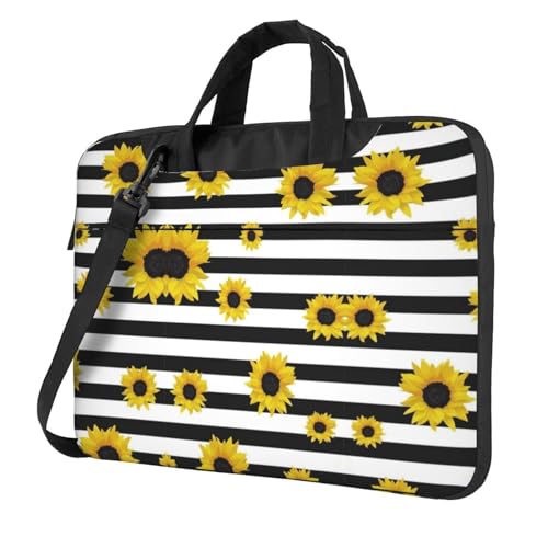 Sunflowers On Wooden Multifunktionale Laptoptasche - Wasserdichte Arbeit Aktentasche Laptop Hülle - Ideal für Frauen und Männer, Stilvolle Sonnenblumen, 14 inch von CarXs