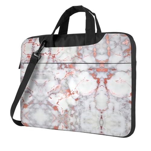 Tie Dye Multifunktionale Laptoptasche - Wasserdichte Arbeit Aktentasche Laptop Tasche - Ideal für Damen und Herren, Weißer Marmor Roségold, 15.6 inch von CarXs