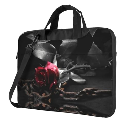 Tropische Palmenblätter Multifunktionale Laptoptasche - Wasserdichte Arbeit Aktentasche Laptop Tasche - Ideal für Frauen und Männer, Gothic Black Roses, 13 inch von CarXs