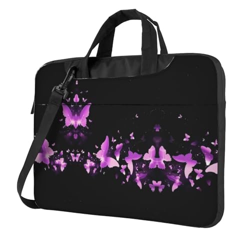 Tropische Palmenblätter Multifunktionale Laptoptasche - Wasserdichte Arbeit Aktentasche Laptop Tasche - Ideal für Frauen und Männer, Schmetterling lila, 13 inch von CarXs