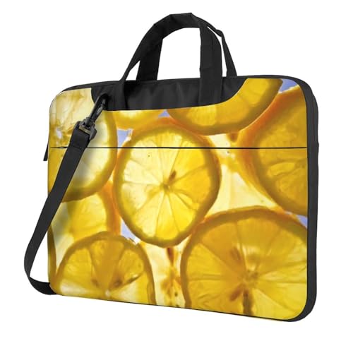 Tropische Palmenblätter Multifunktionale Laptoptasche - Wasserdichte Arbeit Aktentasche Laptop Tasche - Ideal für Frauen und Männer, Zitronenscheiben, 14 inch von CarXs