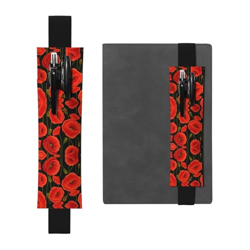 Verstellbarer Stifthalter aus Leder für Musiknoten, Lesezeichen, abnehmbare Hülle für Tagebücher und Handplaner, Mohnblumen, Einheitsgröße Verstellbarer Stifthalter aus Leder für Musiknoten, Lesezeichen, abnehmbare Hülle für Tagebücher und Handplaner, Mohnblumen, Einheitsgröße von CarXs