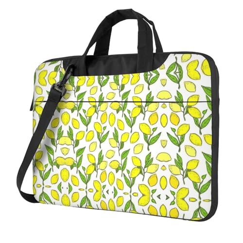 Zickzack-Streifen Multifunktionale Laptoptasche - Wasserdichte Arbeit Aktentasche Laptop Tasche - Ideal für Damen und Herren, Gelbe frische Zitronen, 13 inch von CarXs