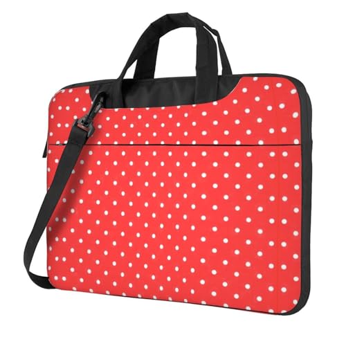 Zickzack-Streifen Multifunktionale Laptoptasche - Wasserdichte Arbeit Aktentasche Laptop Tasche - Ideal für Damen und Herren, Rot und Weiß gepunktet, 13 inch von CarXs