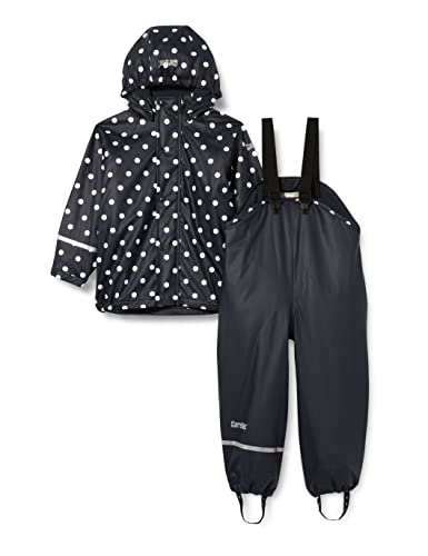 CareTec Baby und Kinder Regenjacke und Regenhose mit Fleece Futter im Set, Dark Navy (778 - 4003), 104 von CareTec