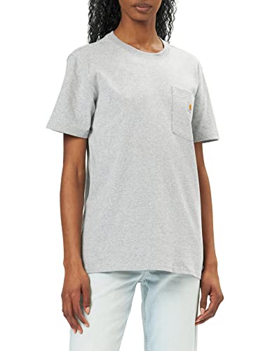 Carhartt, Damen, K87 Weites, schweres, kurzärmliges T-Shirt mit Tasche, Grau meliert, L von Carhartt