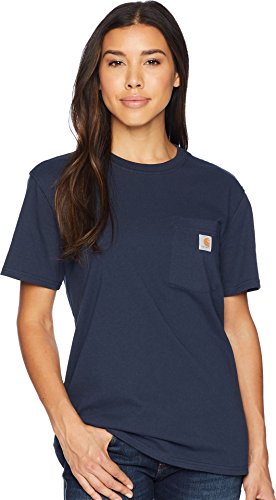 Carhartt, Damen, K87 Weites, schweres, kurzärmliges T-Shirt mit Tasche, Marineblau, L von Carhartt