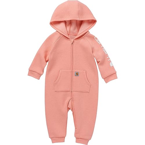 Carhartt Baby Girls' Long-Sleeve Fleece Zip-Front Hooded Coverall, Bittersweet Red Heather, 18M von Carhartt