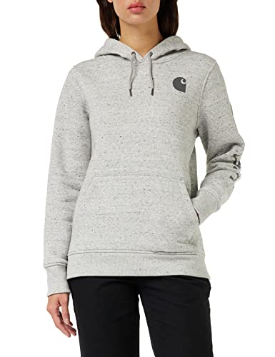 Carhartt Damen Relaxed Fit, mittelschweres Sweatshirt mit Logo-Grafik auf dem Ärmel, Asphalt meliert Nep, M von Carhartt