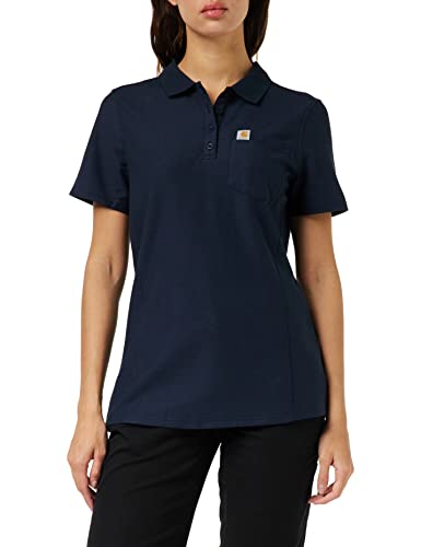 Carhartt Damen Relaxed Fit, mittelschweres, kurzärmliges Pocket Polohemd , Marineblau, M von Carhartt