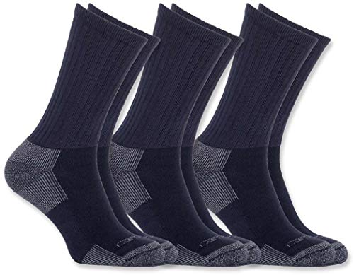 Carhartt Herren All Season Cotton Crew Work (3-Pair) Sock, Navy, M von Carhartt