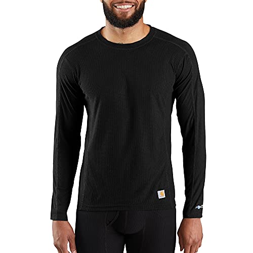 Carhartt Herren Force Leichtes Stretch-Unterhemd mit Rundhalsausschnitt Baselayer-Shirt, schwarz, Mittel von Carhartt