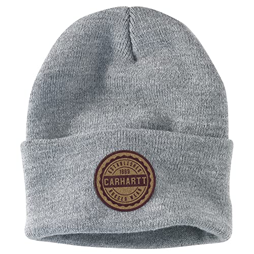 Carhartt Herren Knit Rugged Wear Patch Beanie, HEATHER GREY, Einheitsgröße von Carhartt