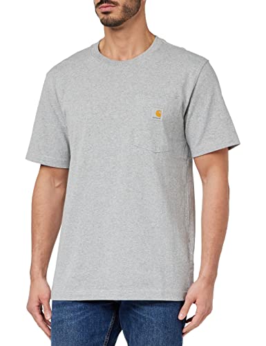 Carhartt, Herren, K87 Lockeres, schweres, kurzärmliges T-Shirt mit Tasche, Grau meliert, XL von Carhartt