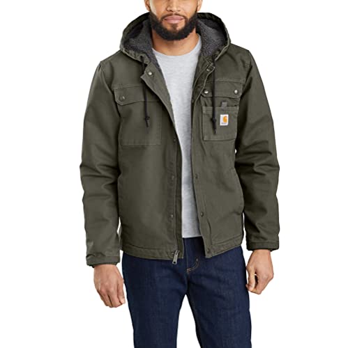 Carhartt, Herren, Lockere Arbeitsjacke aus ausgewaschenem Segelleinen mit Sherpa-Futter, Moos, XXL von Carhartt