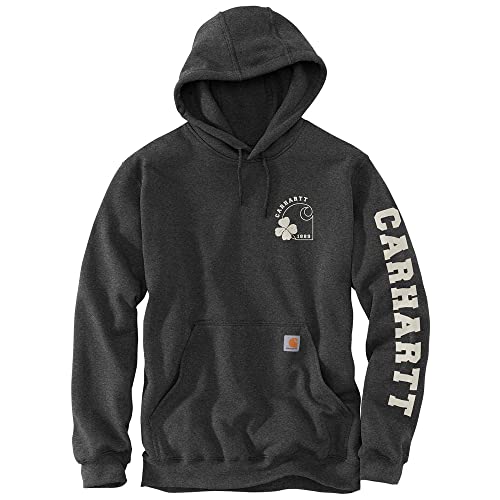 Carhartt Herren Loose Fit Midweight Hooded Shamrock Sweatshirt, Carbon Heather, L EU von Carhartt