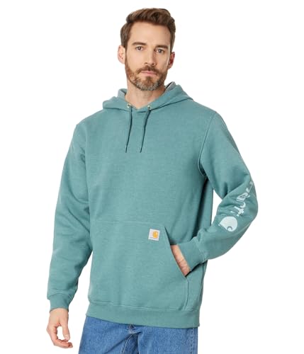 Carhartt, Herren, Weites, mittelschweres Sweatshirt mit Logo-Grafik auf dem Ärmel, Sea Pine Heather, L von Carhartt