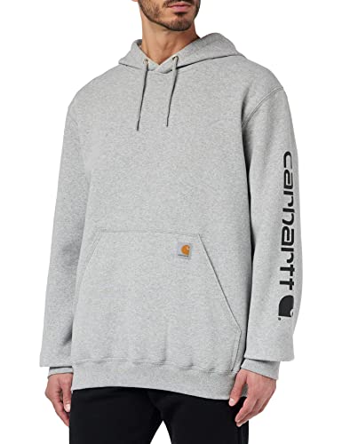 Carhartt, Herren, Weites, mittelschweres Sweatshirt mit Logo-Grafik auf dem Ärmel, Grau meliert/Schwarz, S von Carhartt