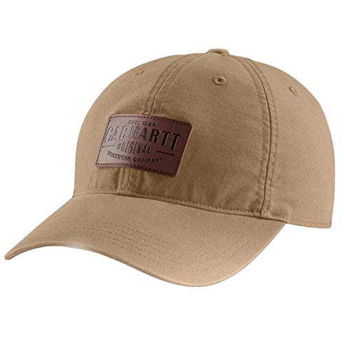 Carhartt Unisex-Adult Rigby Stretch Fit Leatherette Patch Baseball Cap, Dark Khaki, L/XL von Carhartt