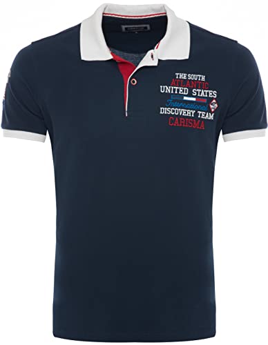 Carisma Kurzarm Poloshirt für Herren 100% Baumwolle ? Herren Polo Shirt mit Stickerei ? Angenehmes Regular Fit Shirt für Büro und Freizeit 4664 Navy 3XL von Carisma