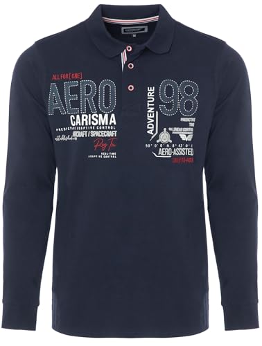 Carisma Langarm Poloshirt für Herren 100% Baumwolle ? Herren Langarmshirt mit Stickerei ? Angenehmes Regular Fit Longsleeve für Büro und Freizeit 3445 NA XXL von Carisma