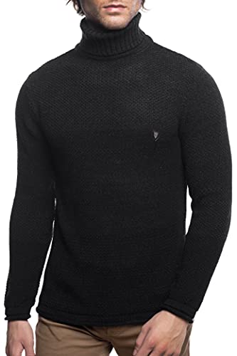 Herren Strick-Pullover mit Rollkragen | Männer Winter Rollkragen-Pullover |stylischer Herren Strick-Pulli | Warmer Männer Pulli Grobstrickangenehmer Herren Rolli 7575 Anthra 3XL von Carisma