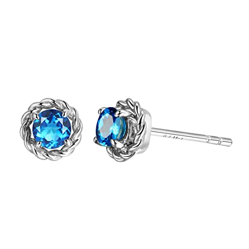 Caritierily Ausgefallene Rubine Kupfer versilbert Ohrstecker Damen Ohrringe Set mit Zirkon vergoldeten Ohrringen Handgemachte Ohrringe (Blue, One Size) von Caritierily