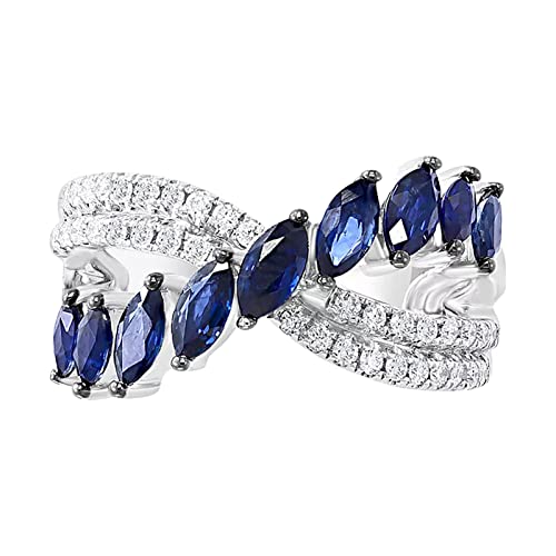 Caritierily Damen Ringe Silber 925 Set Schmuck funkelnder Blauer zarter feiner Luxusring für Frauen Set Schmuck Ringe (0406B-Blue, 10) von Caritierily