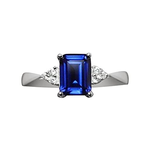 Caritierily Ringe Silber Edelstahl Damen Ring 925 Sterling Silber Regenbogen Verlobung Ehering Ringe 3 Farben Ringe Dichtungsset (Blue, 11) von Caritierily