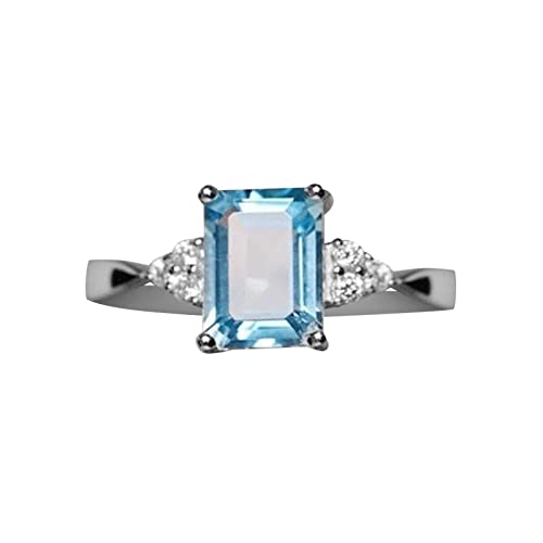 Caritierily Ringe Silber Edelstahl Damen Ring 925 Sterling Silber Regenbogen Verlobung Ehering Ringe 3 Farben Ringe Dichtungsset (Light Blue, 10) von Caritierily