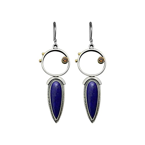 Caritierily Damen Ohrringe Vintage Ohrringe für Männer böhmische geometrische Tropfenform Ohrhaken Schmuck Neuheit Geburtstag Punk Gothic Style Long Dangler Ohrringe Antiallergen (Blue, One Size) von Caritierily