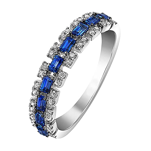 Caritierily Engagement Round Cut Zirkonia Frauen Eheringe Schmuck Ringe für Frau Damen Ring Schlichte Damen Ringe (Blue, 7) von Caritierily