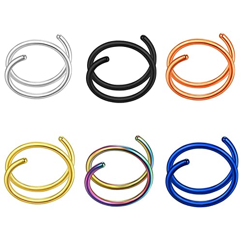 Nasenring Hoop Für Piercing für Frauen Nostril Hoop Hoop Nose Hoop für Mädchen Spirale Nase 6PC Nasenring Ring Piercing Nase Schmuck Hoop Nase Schmuck (C, One Size) von Caritierily