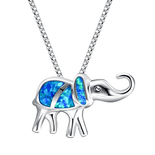 Personality Elephant Pendant Necklace for Women Wonderful Gifts for Birthday Anniversary Halskette Steine (Blue, One Size) von Caritierily