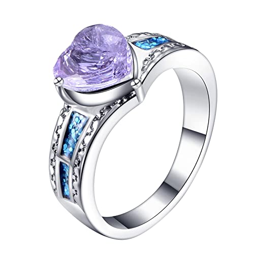 Caritierily Ringe für Frauen Silber Liebe Form Voller Diamantring Liebe Strass Ring Elegante Geometrie Strass Ring Voller Ringe für Frauen Größe 6 10 Ringe Stempel (Blue, 6) von Caritierily