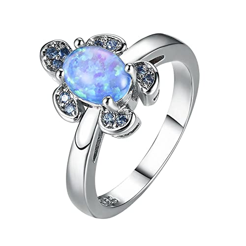 Caritierily Verlobungs-Rundschliff-Zirkon-Frauen-Hochzeits-Ring-Schmuck-Ringe für Frauen-voller -Damen-Ring O Ringe 28 Mm (Blue, B) von Caritierily