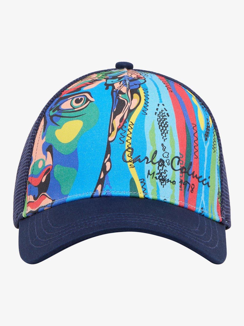 Carlo Colucci Trucker Cap Damen Baumwolle bedruckt, blau von Carlo Colucci