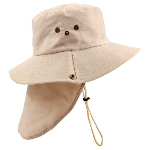 Carnavalife Sonnenhut mit Nackenschutz für Herren, Damen, Fischerhut, atmungsaktiv und faltbar, Mütze mit Ohrenschützern für Camping und Gang, Unisex, Einheitsgröße, beige, One size von Carnavalife