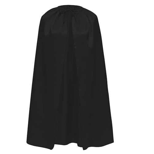 Superhelden-Umhang für Jugendliche und Erwachsene, Herren, Damen, Satin-Schicht mit Glitzer, Superman-Umhang, Batman-Flash-Umhang (M/140 cm, schwarzer Satin-Schicht) von Carnavalife