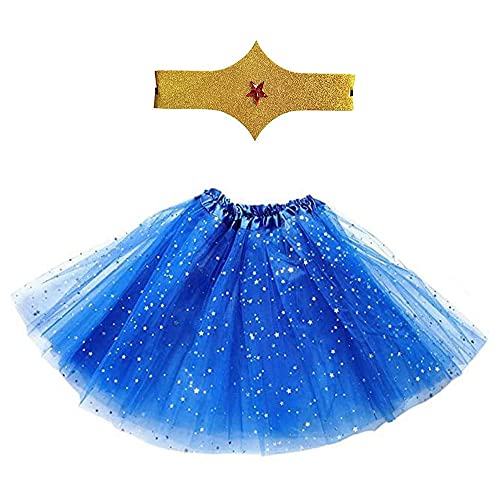 Tutu-Rock für Mädchen, 30 cm mit Kopfband, Zubehör für Fotografie, Kostüm, Prinzessin, Minnie, Katze, Einhorn, Engel und Tiere für Karneval, Halloween und Themenpartys, 2 Stück (Superwoman) von Carnavalife