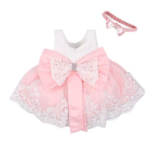 Carolilly Baby Mädchen Kleid Festlich Abendkleid Prinzessin Kleid Tutu Partykleid für Kleinkind Mädchen Brautjungfer Hochzeit Geburtstag (Rosa C, 3-6 Monate) von Carolilly