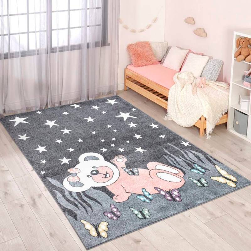 Carpet City Kinderteppich "ANIME916", rechteckig, Kinderzimmer Teppich Modern mit Mond, Blumen, Wolken, Creme, Multi von Carpet City