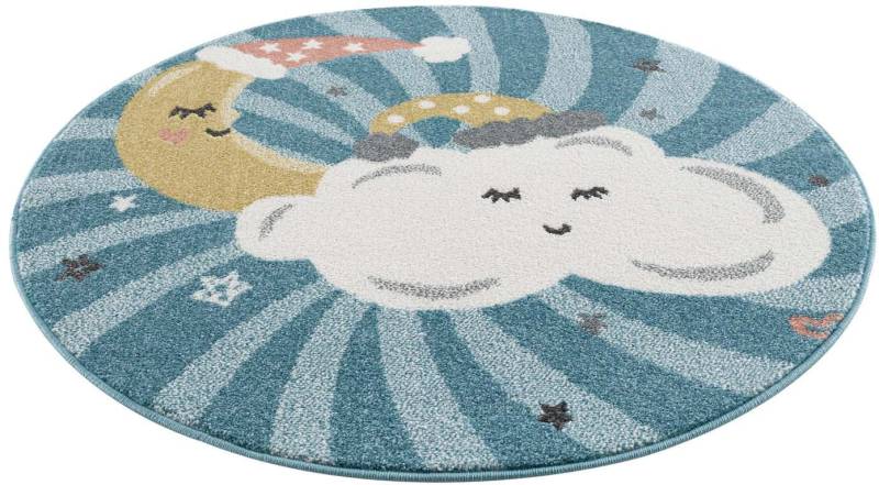 Carpet City Kinderteppich "Anime9380", rund, Teppich Mond, Wolken, Sterne, Weicher Flor von Carpet City