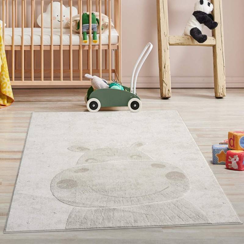 Carpet City Kinderteppich "MARA703", rechteckig, Kinderzimmer Teppich Tiere Beige Spielzimmer von Carpet City