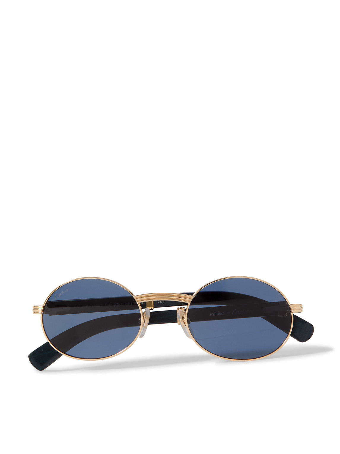 Cartier Eyewear - Première Round-Frame Gold-Tone and Wood Sunglasses - Men - Blue von Cartier Eyewear