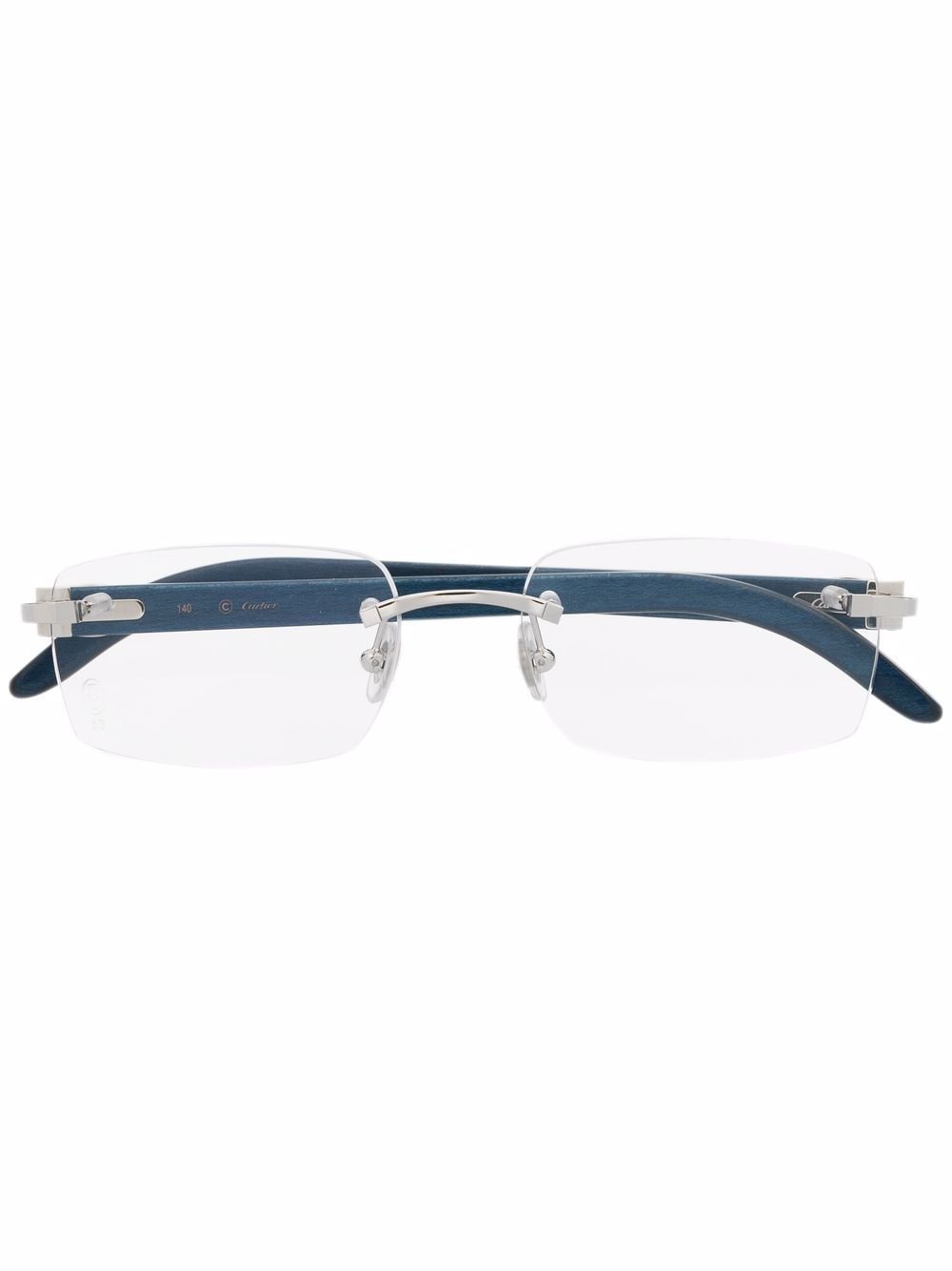 Cartier Eyewear Rahmenlose Brille mit eckigem Gestell - Blau von Cartier Eyewear