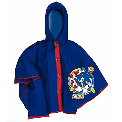 CARTOON Sonic Regen Umhang, Überschall, wasserdicht, Umhang, Regenmantel, winddicht, PVC, für Kinder, 6/7 Jahre, Blau - SN4389MC von CARTOON