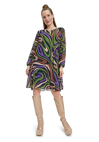 Cartoon Damen Plisseekleid mit Muster Khaki/Purple,36 von Cartoon