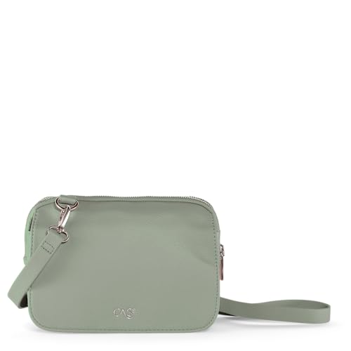 Cas8 Umhängetasche ELLA - Damenhandtasche mittelgroß, moderne Crossover Tasche, Handytasche mit Gurt, Damentaschen nutzbar als Bag, small purse for women, light green von Cas8